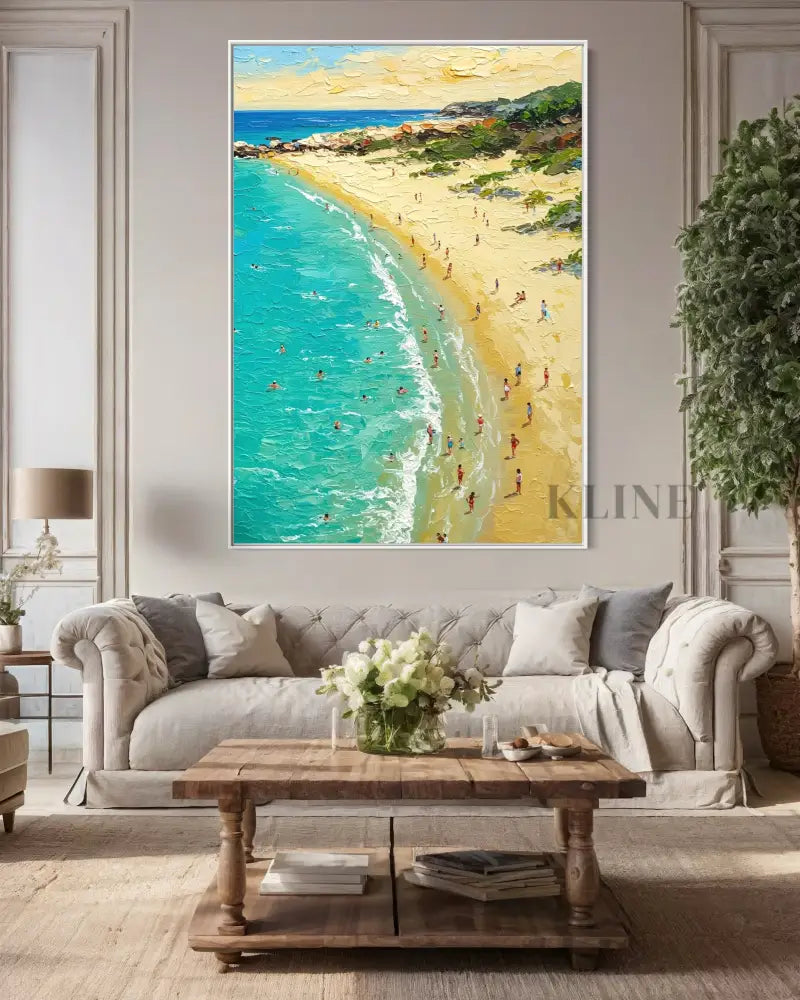 Seaside Serenity - Hand Painting ダイニングルームのウォールアート