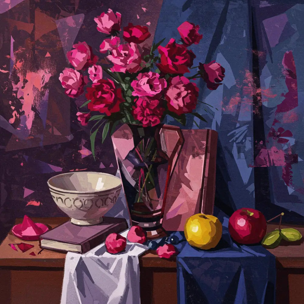 Shattered Petals - Hand Painting Arte de la pared de la lona