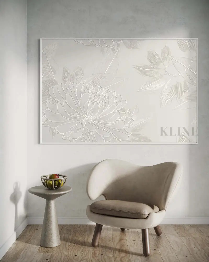 Silver Flowers - Hand Painting Luxury Wall Art