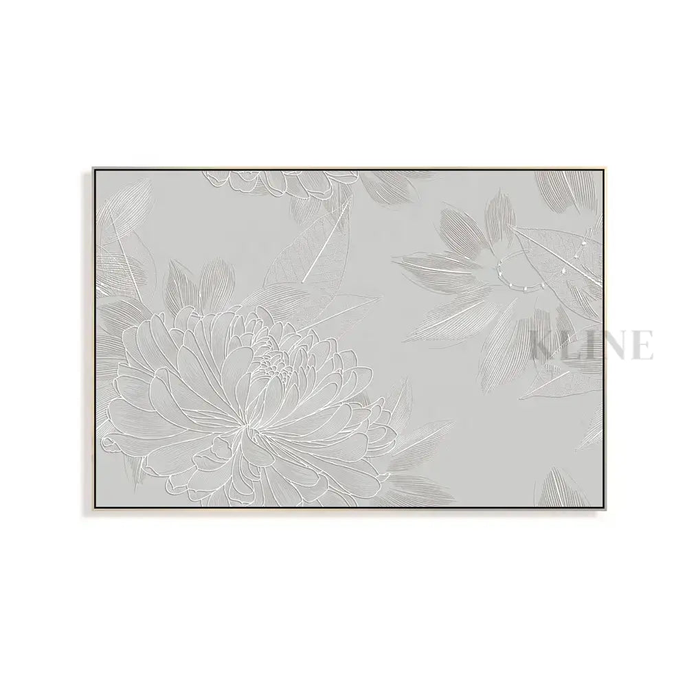 Silver Flowers - Hand Painting Luxury Wall Art