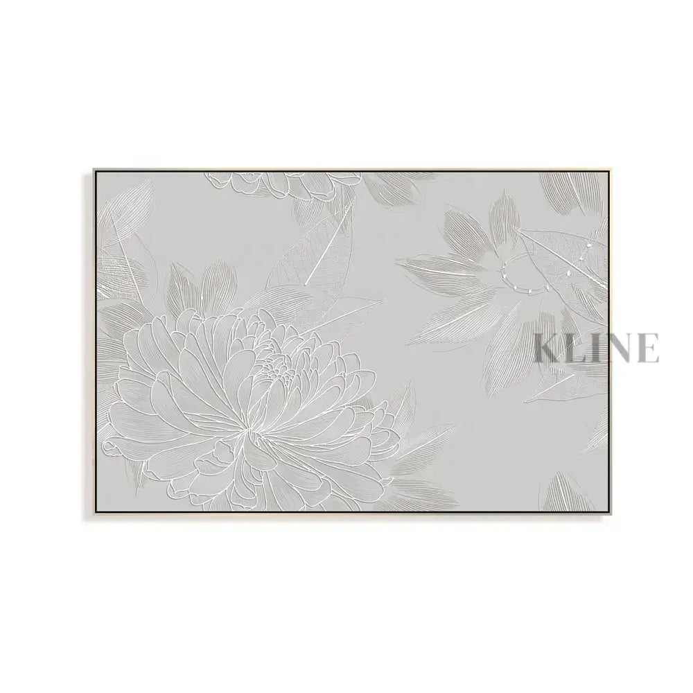 Silver Flowers - Hand Painting Luxury Wall Art