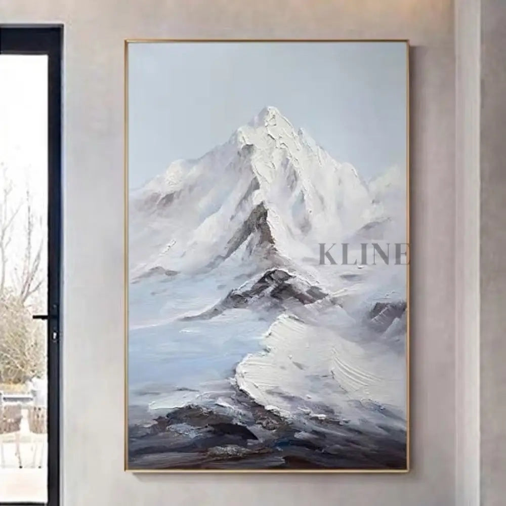 Snow Capped Mountain - Hand Painting Arte de la pared de la lona