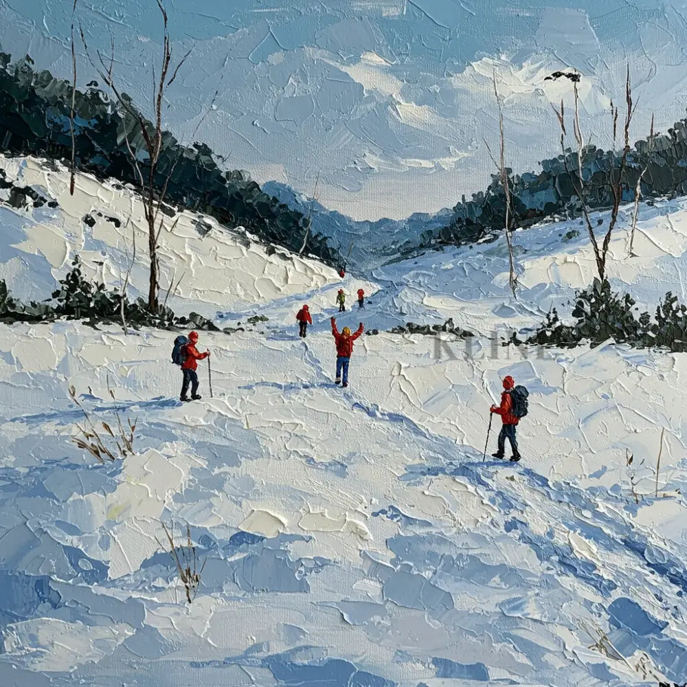 Snowy Valley Path - Hand Painting 