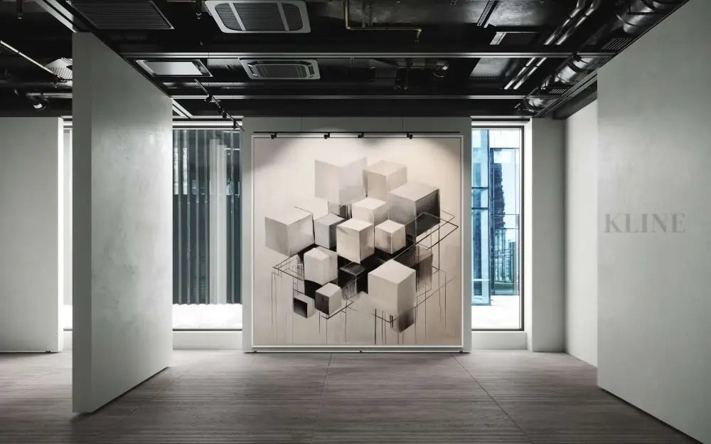 Space Slums 1 - Hand Painting Peintures en noir et blanc