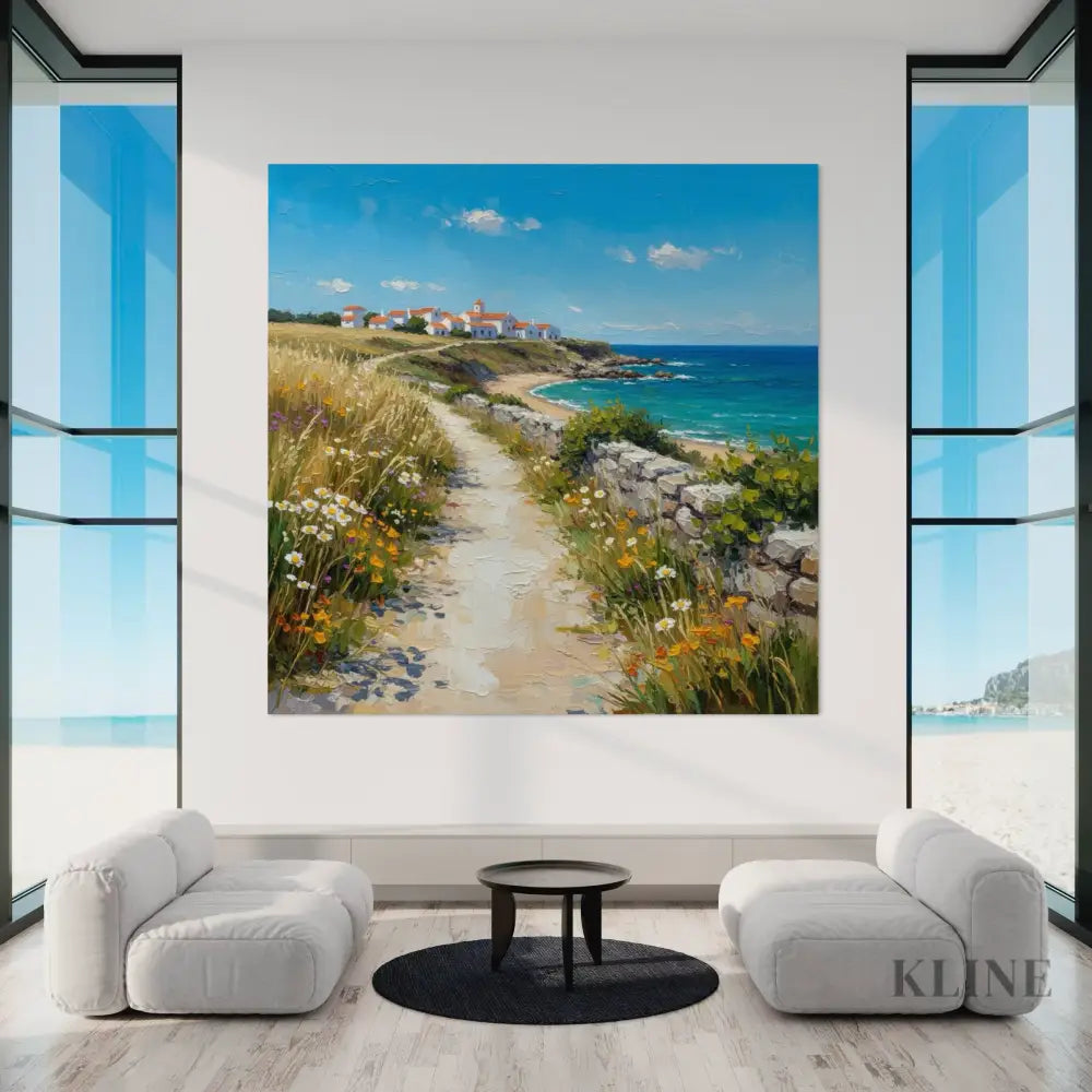 Spanish Seaside Elegance - Hand Painting 