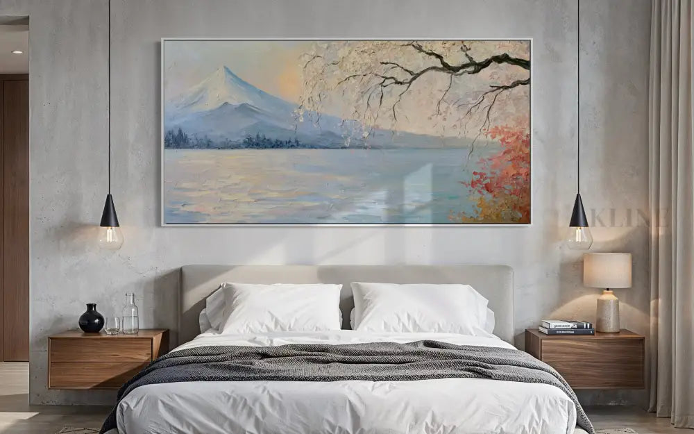 Spring Beneath Fuji - Hand Painting Arte della parete per salotto