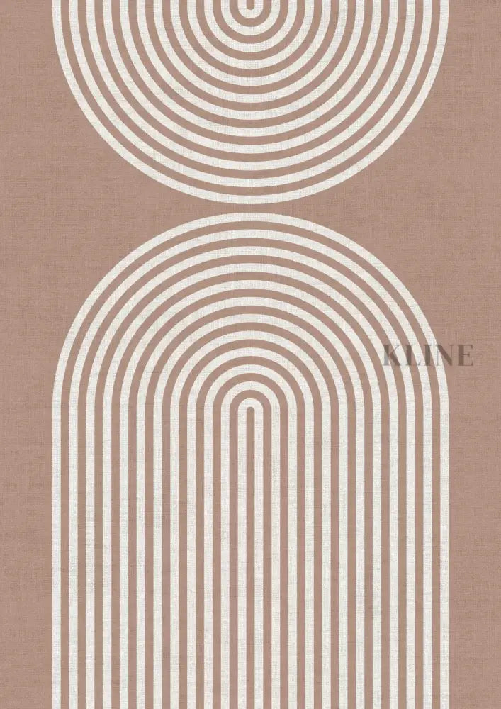 Striped Arches Abstract Beige - Hand Painting Mid Century Modern Art