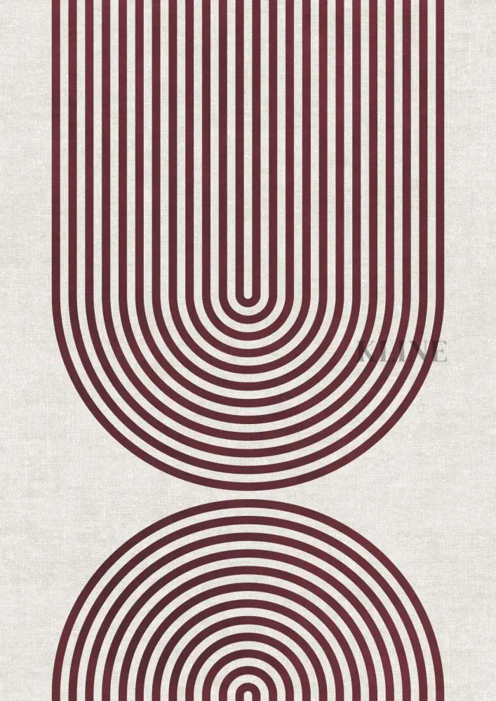 Striped Arches Burgundy - Hand Painting Wabi Sabi Wall Art
