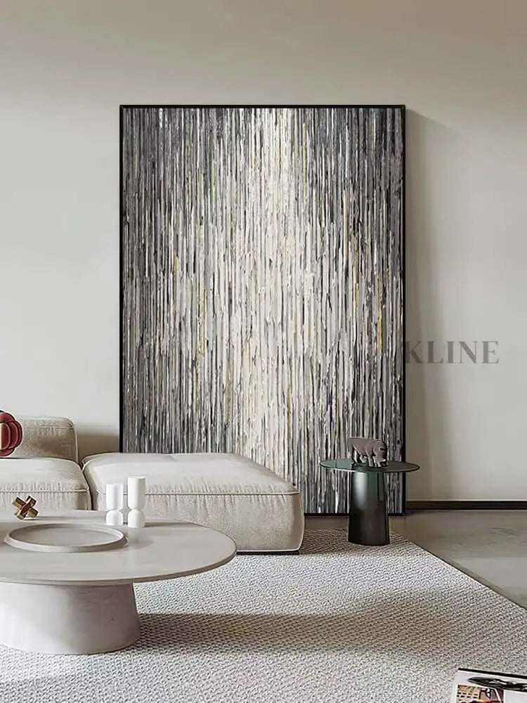 Stripes Textured Wall Art - Hand Painting لوحات بالأبيض والأسود