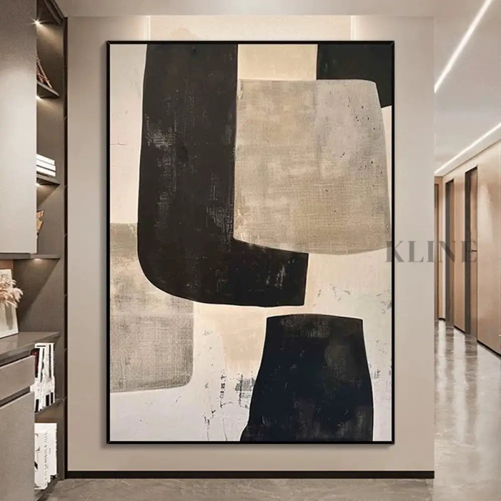 Subtle Harmony Warm Brown &amp; Beige Textured Painting - Hand Painting غرفة المعيشة جدار الفن