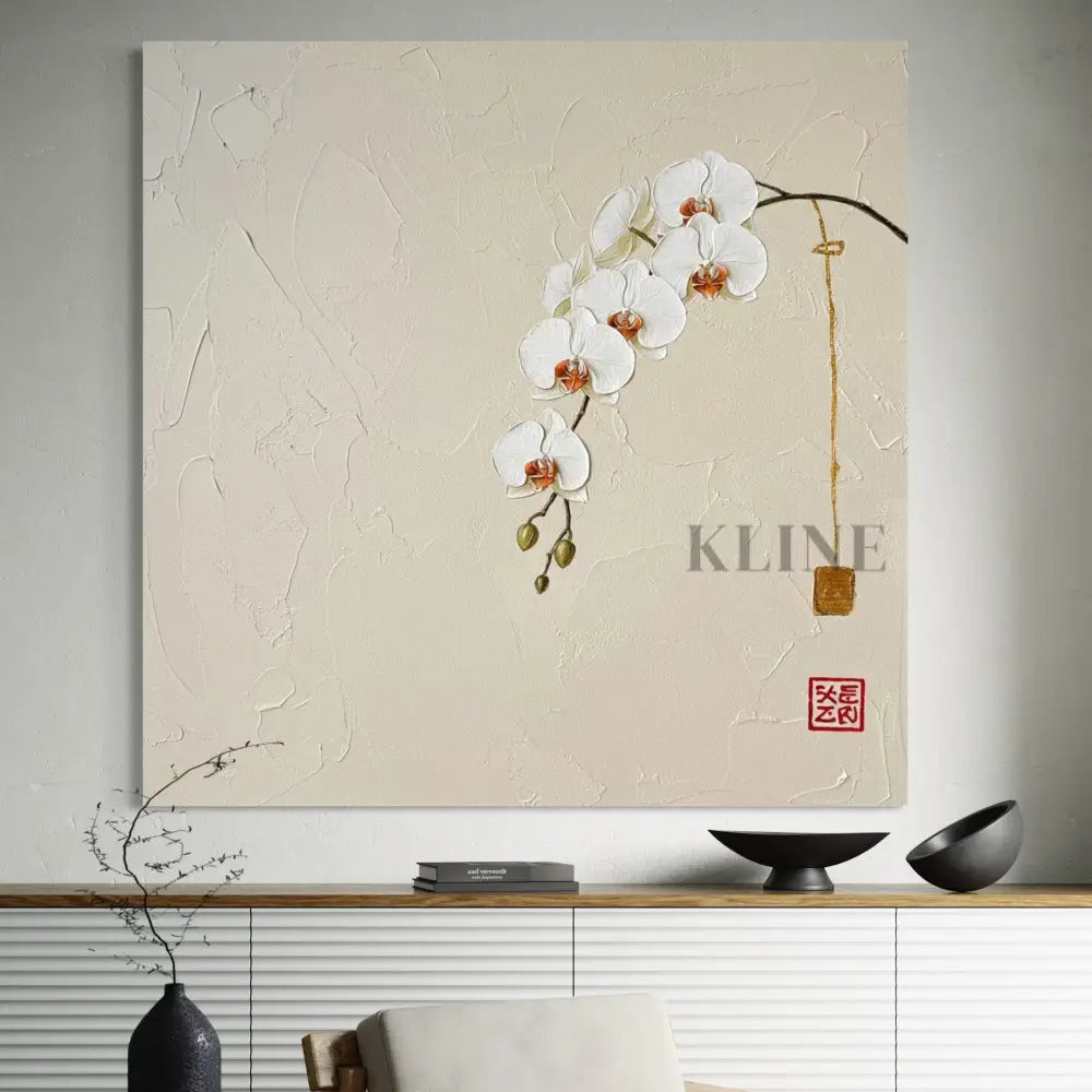 Subtle Oriental Flow - Hand Painting Arte de la pared de la lona