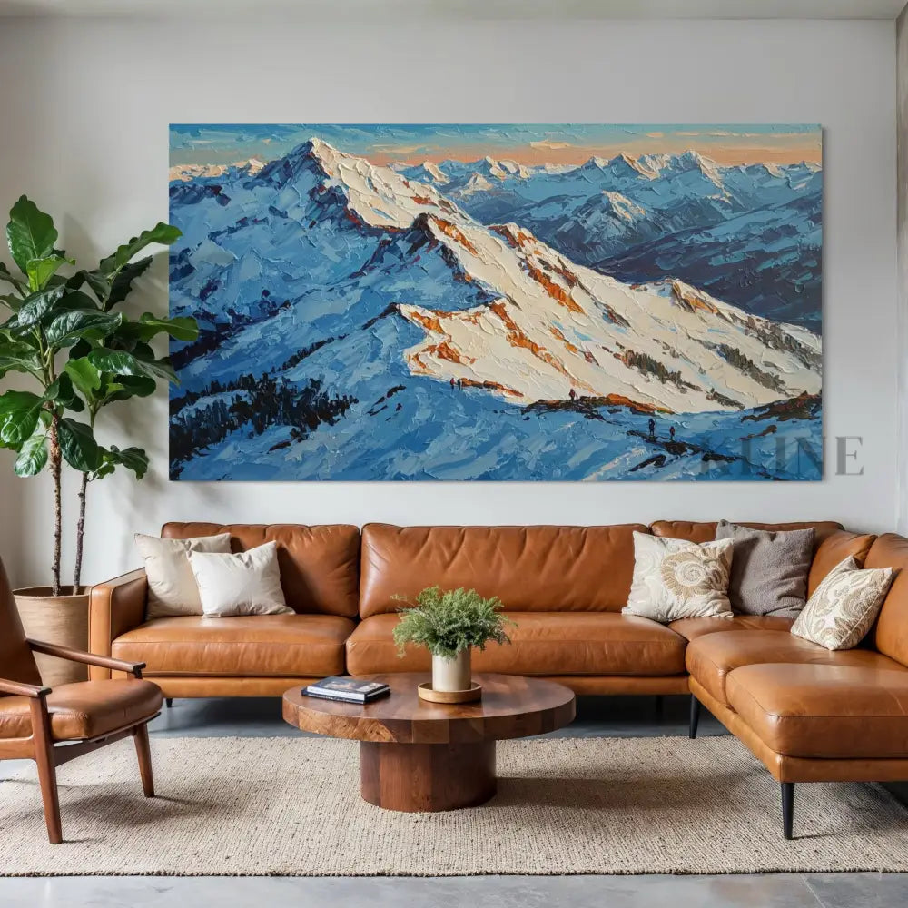 Summit Serenity 2 - Hand Painting Berge Wandkunst