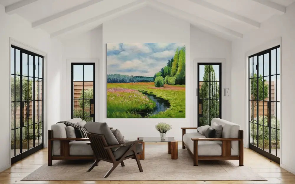 Sun Over the Sázava - Hand Painting Wandkunst für das Esszimmer