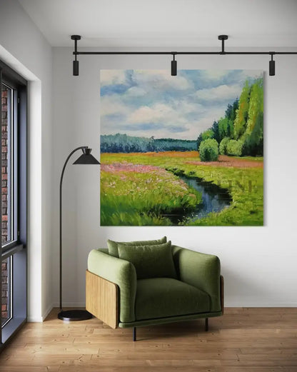 Sun Over the Sázava - Hand Painting