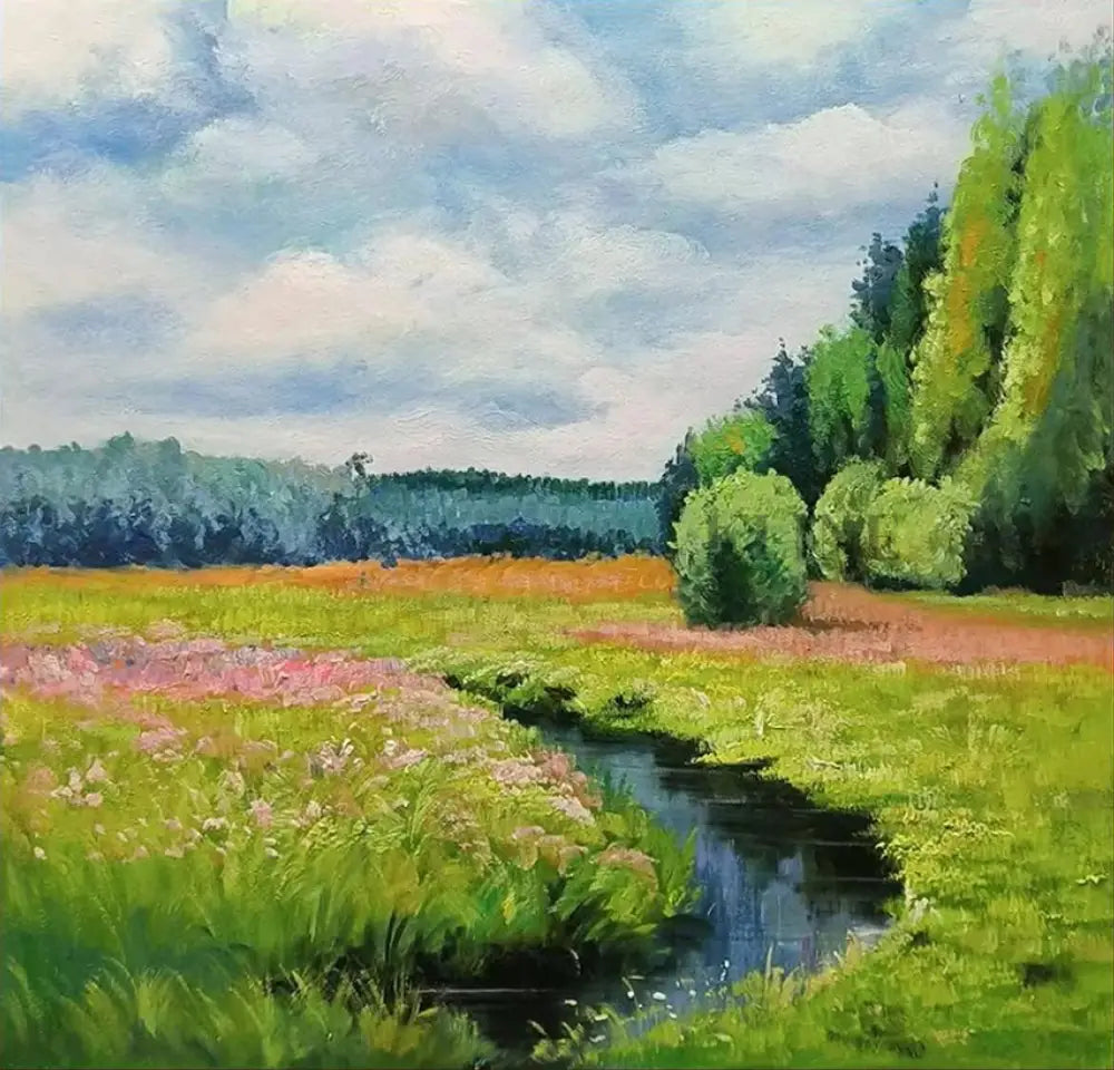 Sun Over the Sázava - Hand Painting