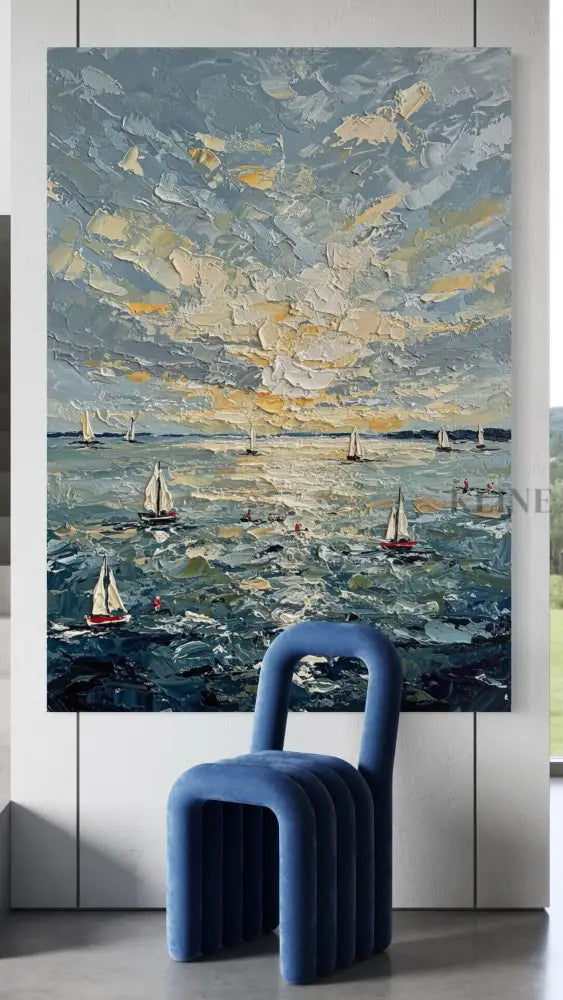 Sunburst on the Swell - Hand Painting Ocean Coastal Wall Art