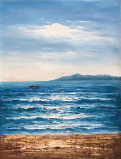 Sunlight Over Santorini - Hand Painting