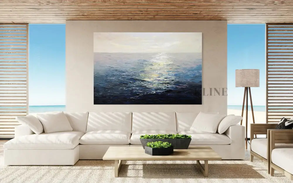 Sunlit Currents - Hand Painting Art mural sur toile