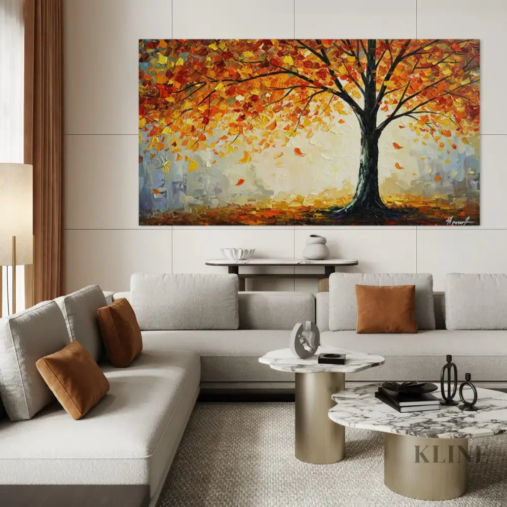 Sunlit Leaves Adrift - Hand Painting
