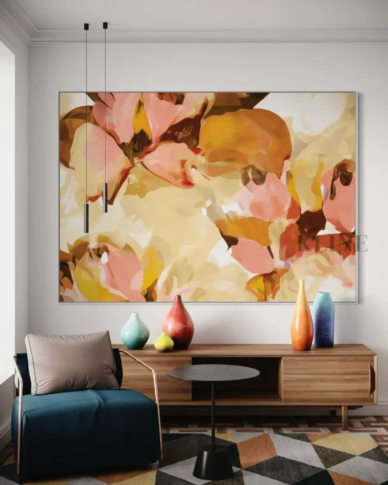 Sunny Floral - Hand Painting غرفة المعيشة جدار الفن