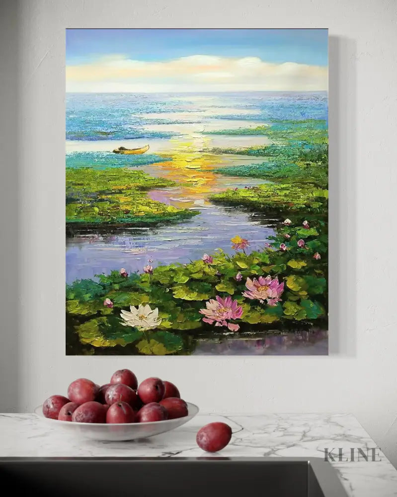 Sunset Chant of the Lotus - Hand Painting