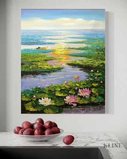 Sunset Chant of the Lotus - Hand Painting