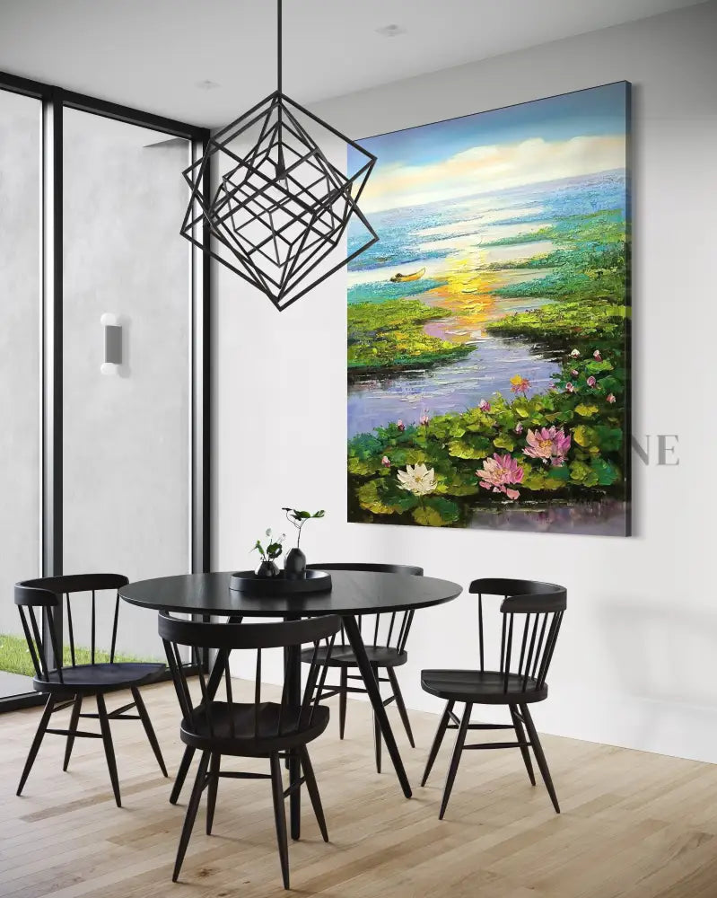Sunset Chant of the Lotus - Hand Painting 