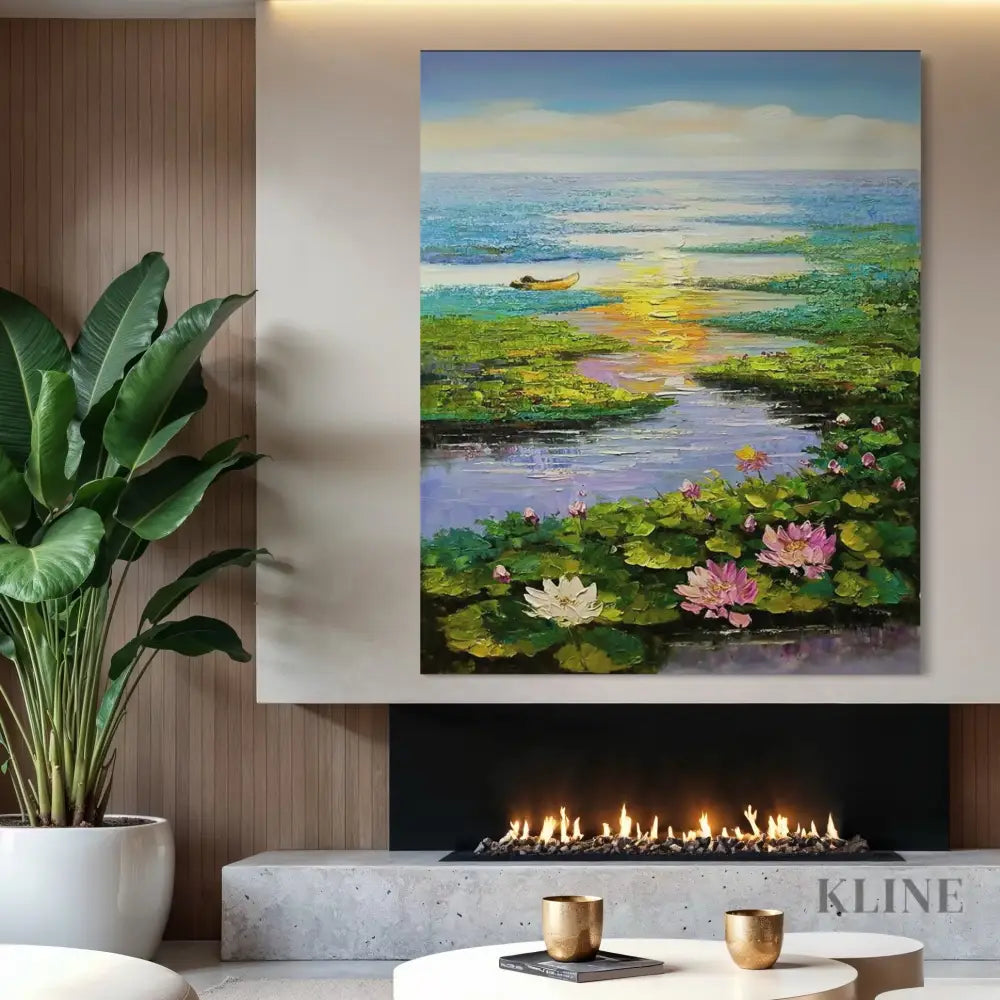 Sunset Chant of the Lotus - Hand Painting