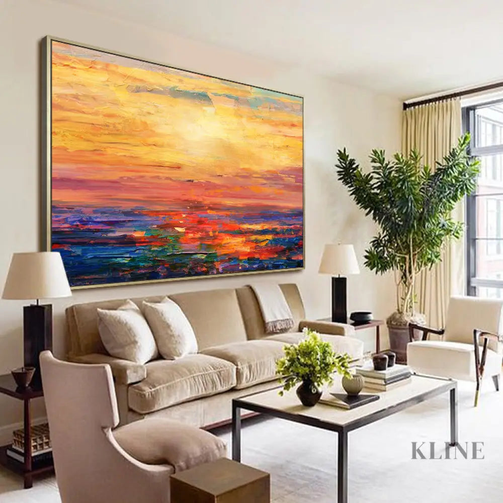 Sunset Handmade Oil Painting - Kline Collective 