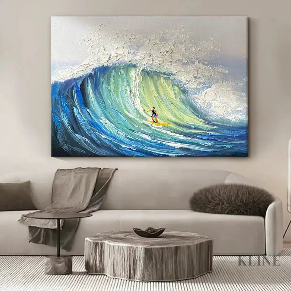 Surfer at Nazaré - Hand Painting 
