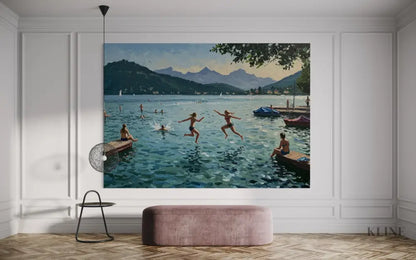 Swiss Lake Serenity - Hand Painting