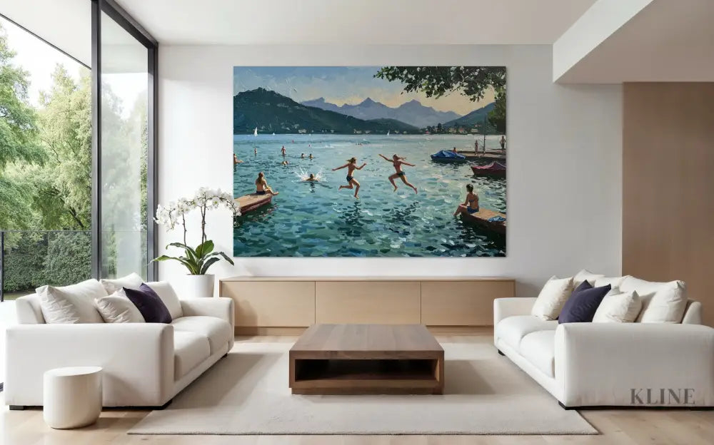 Swiss Lake Serenity - Hand Painting