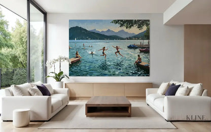Swiss Lake Serenity - Hand Painting