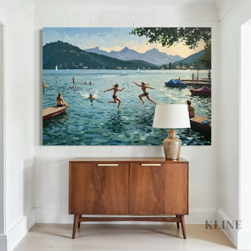 Swiss Lake Serenity - Hand Painting