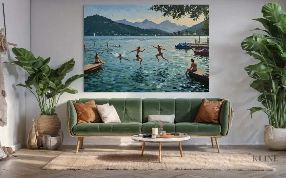 Swiss Lake Serenity - Hand Painting