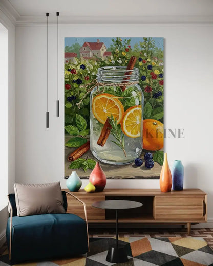 Tangerine Stillness - Hand Painting
