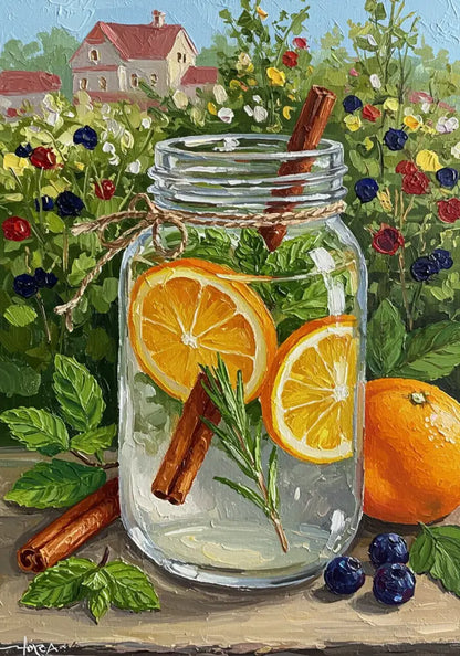 Tangerine Stillness - Hand Painting