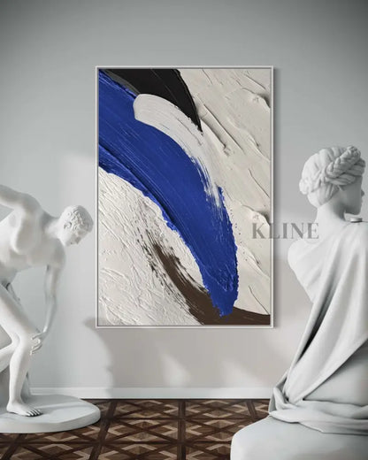 Textured Blue and White Wall Art - Hand Painting