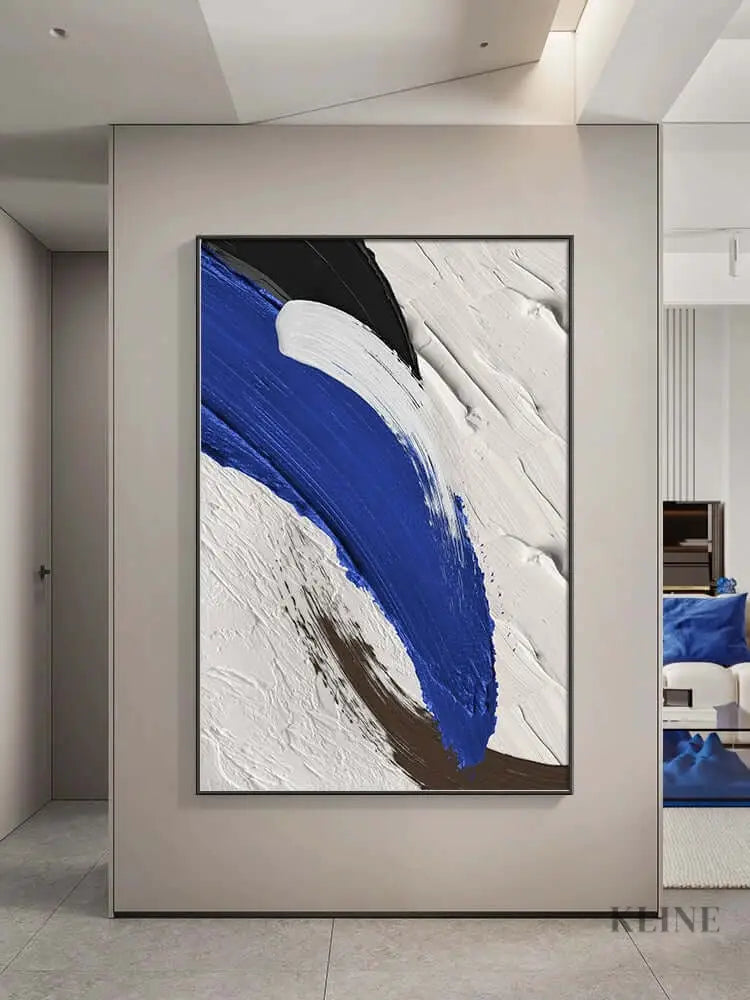 Textured Blue and White Wall Art - Hand Painting