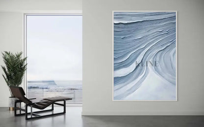Textured Blue Waves - Hand Painting