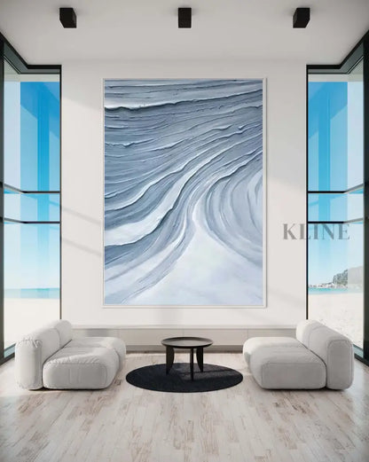 Textured Blue Waves - Hand Painting