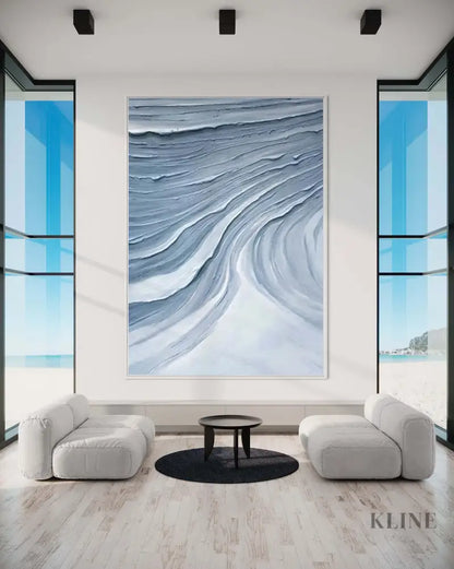 Textured Blue Waves - Hand Painting