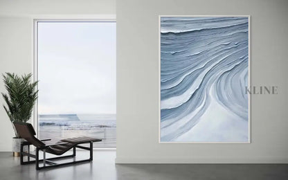Textured Blue Waves - Hand Painting