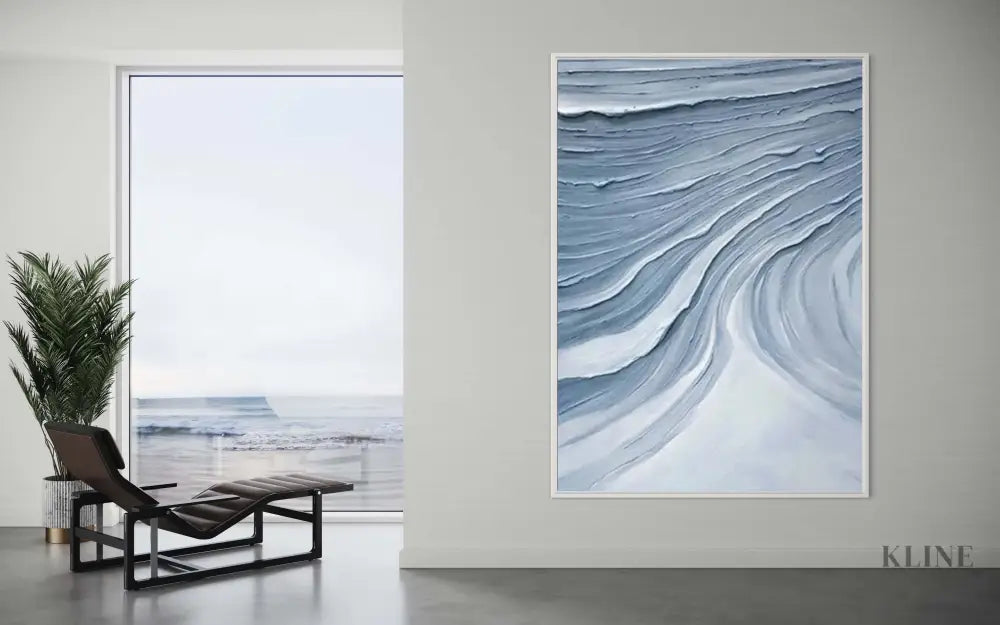 Textured Blue Waves - Hand Painting