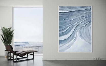 Textured Blue Waves - Hand Painting