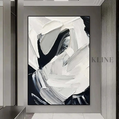 Textured Elegance White and Black Art - Hand Painting