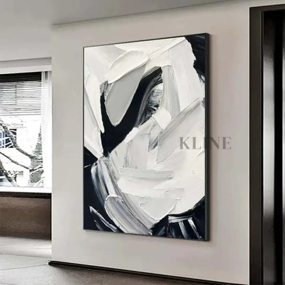 Textured Elegance White and Black Art - Hand Painting
