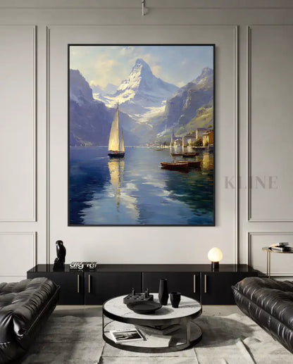 The Alpine Harbor - Hand Painting