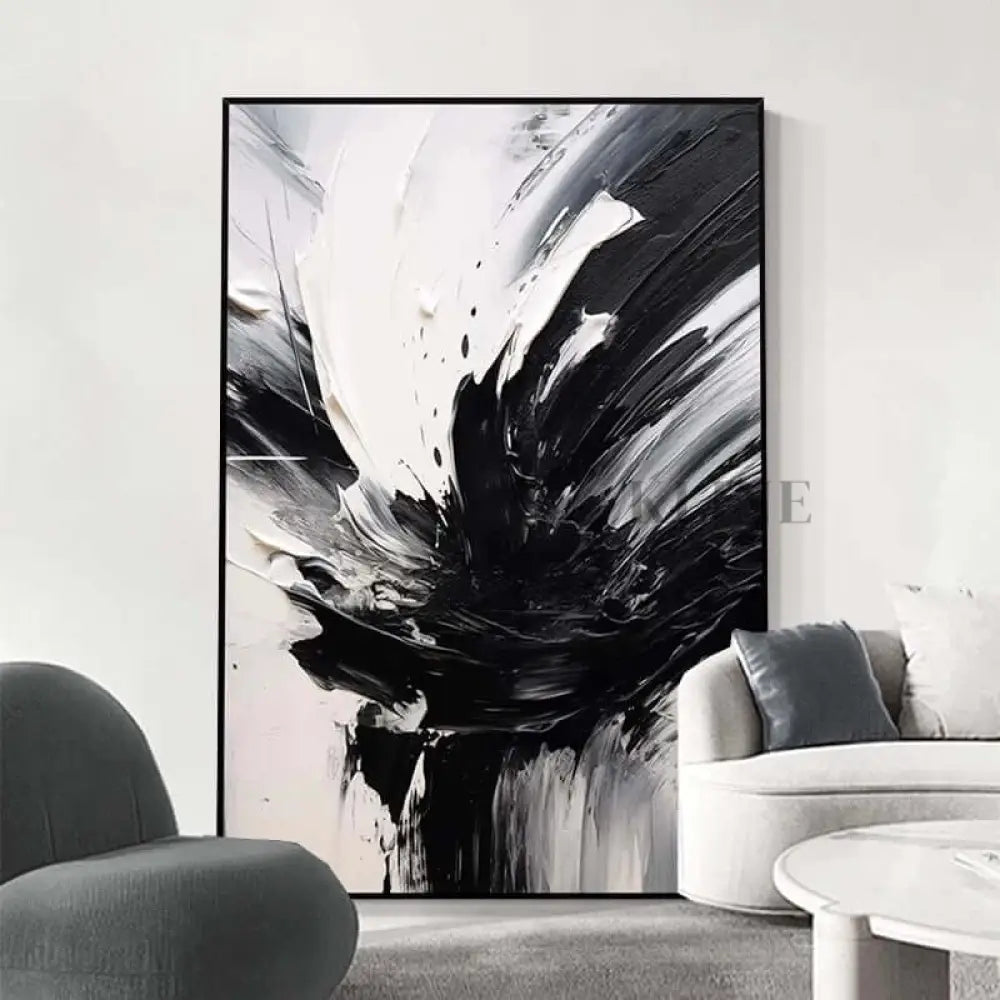 The Black White Splash - Hand Painting Grande arte da parete
