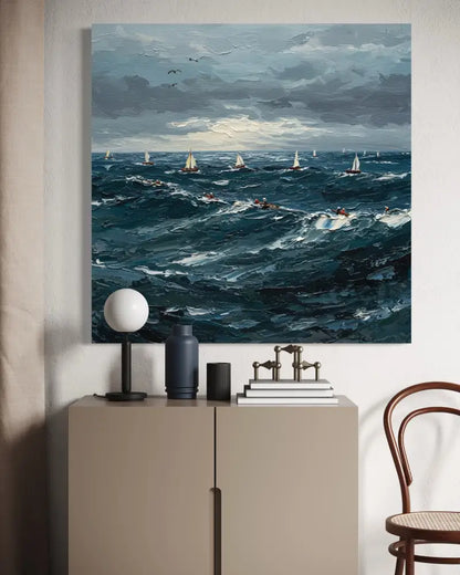 The Churning Sea - Hand Painting